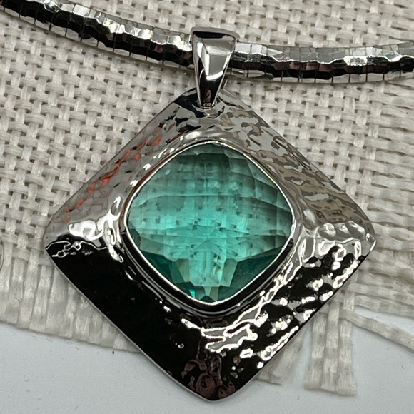 925 Italy Platinum Over Sterling Silver Hammered Pendant Necklace – 26.2g - Picture 4 of 17